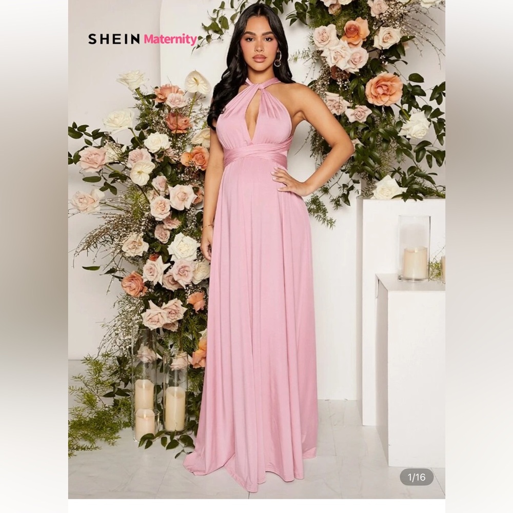 Elegant Pink Maternity Dress